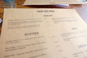 Dairy Free Menu