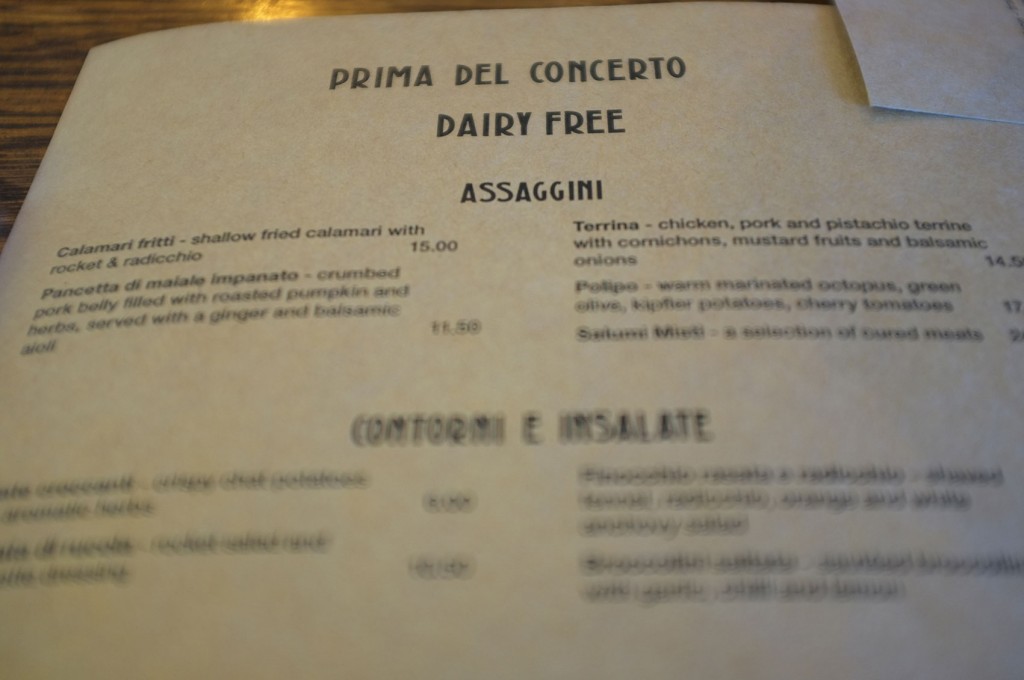 Dairyfree Menu