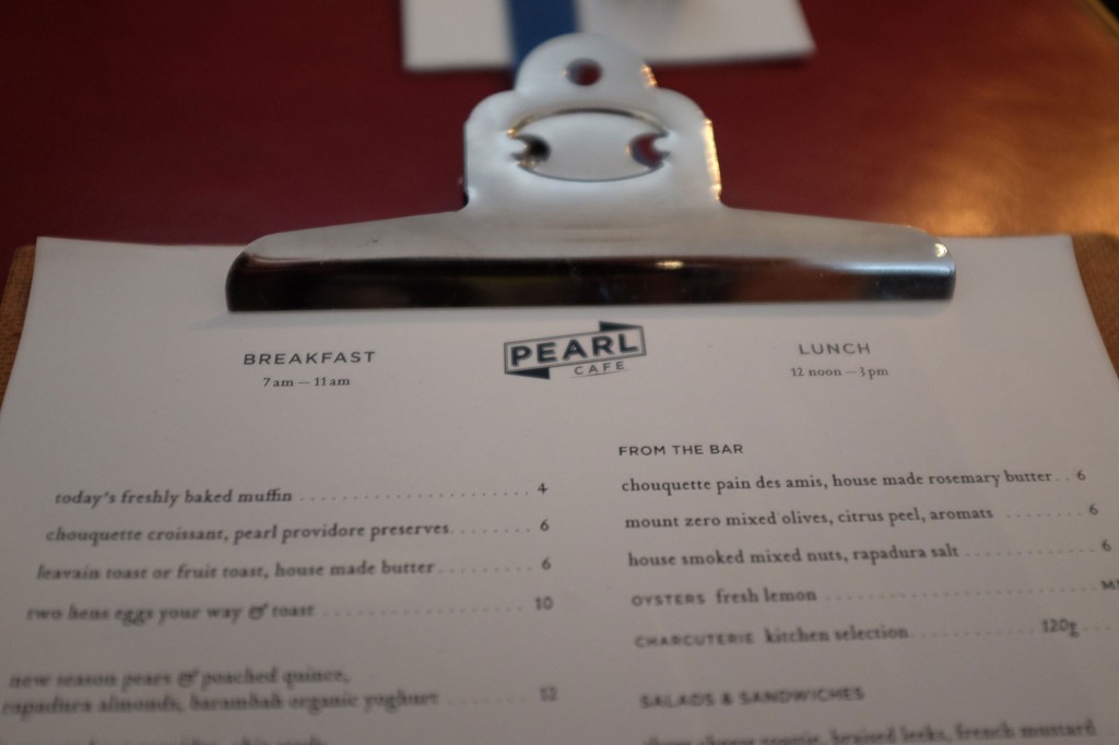 Pearl Cafe menu
